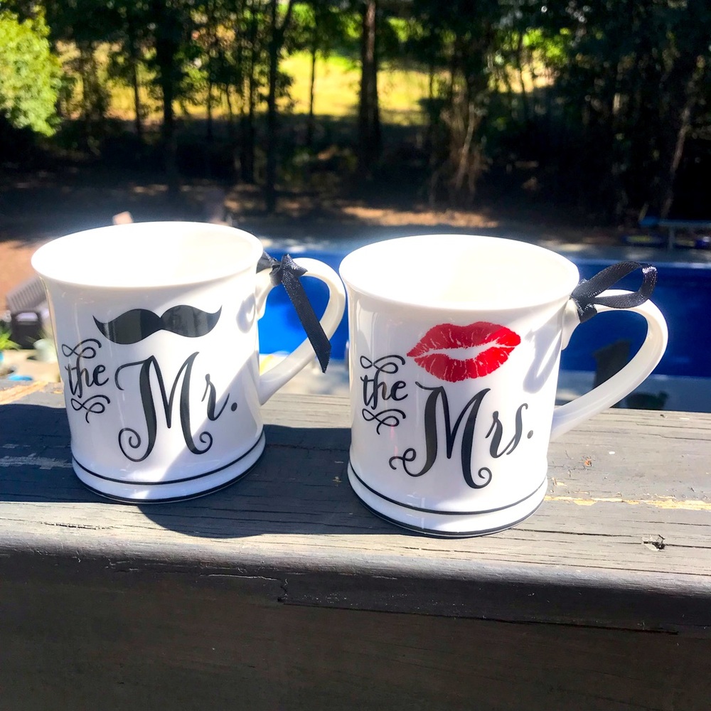 Set of Mr. & Mrs. matching marital mugs